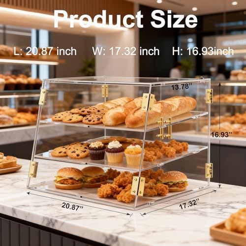 3-Tier Slanted Commercial Bakery Display Case in Clear, alternate view 2