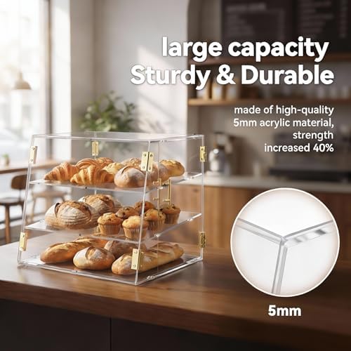 3-Tier Slanted Commercial Bakery Display Case in Clear, alternate view 3