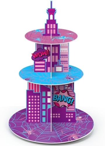 3 Tier Spider Cupcake Stand Pink Spider Web Cupcake Decoration in Purple, Pink, Blue