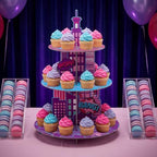 3 Tier Spider Cupcake Stand Pink Spider Web Cupcake Decoration in Purple, Pink, Blue, alternate view 2