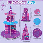 3 Tier Spider Cupcake Stand Pink Spider Web Cupcake Decoration in Purple, Pink, Blue, alternate view 3
