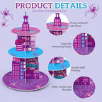 3 Tier Spider Cupcake Stand Pink Spider Web Cupcake Decoration in Purple, Pink, Blue, alternate view 4