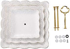 3-Tier Square Porcelain Cake Stand, White Rimmed with Gold Embossed Cupcake Dessert Stand - Tiered Serving Tray, alternate