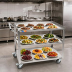 3 Tier Stainless Steel Utility Cart, 21" W x 32.87" L x 33.58" H in 3 Tier Utility Cart, alternate view 2