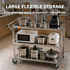 3 Tier Stainless Steel Utility Cart, 21" W x 32.87" L x 33.58" H in 3 Tier Utility Cart, alternate view 7