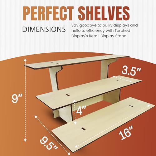 3-Tier Straight Wooden Retail Table Display Stand with Shelves for Products - Portable | 3 Step Straight Display, alternate