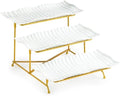 3 Tier Trays Stand, Porcelain Tiered Serving Trays Serving Stand in 12.2 inch in Gold
