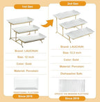 3 Tier Trays Stand, Porcelain Tiered Serving Trays Serving Stand in 12.2 inch in Gold, alternate view 4