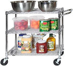 3-Tier UltraDurable Commercial-Grade NSF-Certifed Service Utility Storage Cart, 34" W, Chrome (1 Pallet of 34