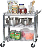 3-Tier UltraDurable Commerical-Grade Heavy-Duty NSF-Certified Service Utility Storage Cart, 33.75" W, Chrome (1