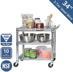 3-Tier UltraDurable Commerical-Grade Heavy-Duty NSF-Certified Service Utility Storage Cart, 33.75" W, Chrome (1, alternate