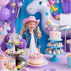3 Tier Unicorn Cupcake Stand, Cupcake Stand Cardboard - Easy to Assemble& Reusable(2Unicorn) in 2unicorn, alternate view 5