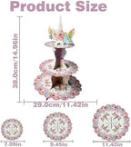 3 Tier Unicorn Cupcake Stand, Cupcake Stand Cardboard - Easy to Assemble& Reusable(3Unicorn) in 3unicorn, alternate view 2