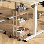 3-Tier Utility Cart, Low 24" Height Fits Under Desk, Khaki in Khaki, alternate view 2