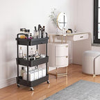 3-Tier Utility Cart with Drawer & Wheels, Storage for Home, Office, alternate view 2