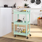 3-Tier Utility Rolling Cart with Cover Top Board, Mobile Utility Cart with Lockable Casters Multi-Functional, alternate view