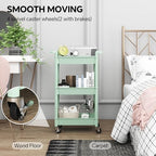 3-Tier Utility Rolling Cart with Cover Top Board, Mobile Utility Cart with Lockable Casters Multi-Functional, alternate view
