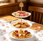 3 Tier Vintage Metal Cake Stands Flower Style Hardware Tiered Tray Plate Cupcake Stand DIY Making in Golden, alternate view 2