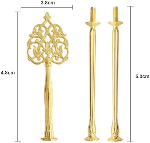 3 Tier Vintage Metal Cake Stands Flower Style Hardware Tiered Tray Plate Cupcake Stand DIY Making in Golden, alternate view 3