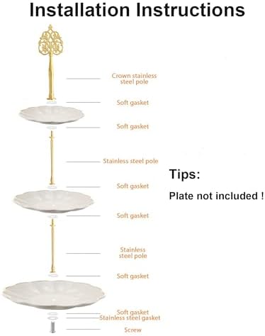 3 Tier Vintage Metal Cake Stands Flower Style Hardware Tiered Tray Plate Cupcake Stand DIY Making in Golden, alternate view 5