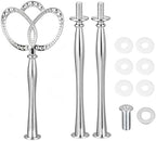 3 Tier Vintage Metal Cake Stands Flower Style Hardware Tiered Tray Plate Cupcake Stand DIY Making (Silver Crown)
