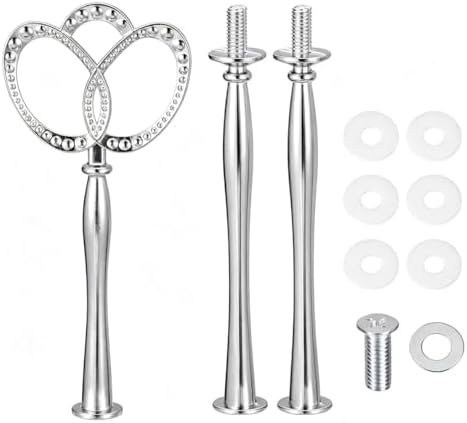 3 Tier Vintage Metal Cake Stands Flower Style Hardware Tiered Tray Plate Cupcake Stand DIY Making (Silver Crown)