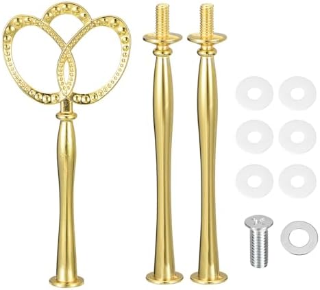 3 Tier Vintage Metal Cake Stands Flower Style Hardware Tiered Tray Plate Cupcake Stand DIY Making (Golden Crown)