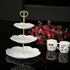 3 Tier Vintage Metal Cake Stands Flower Style Hardware Tiered Tray Plate Cupcake Stand DIY Making (Golden Crown), alternate