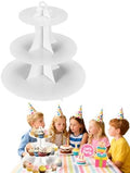 3 Tier White Cupcake Stand, Cupcake Stand Cardboard - Easy to Assemble& Reusable(Round Edge White) in Round Edge
