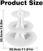 3 Tier White Cupcake Stand, Cupcake Stand Cardboard - Easy to Assemble& Reusable(Round Edge White) in Round Edge, alternate
