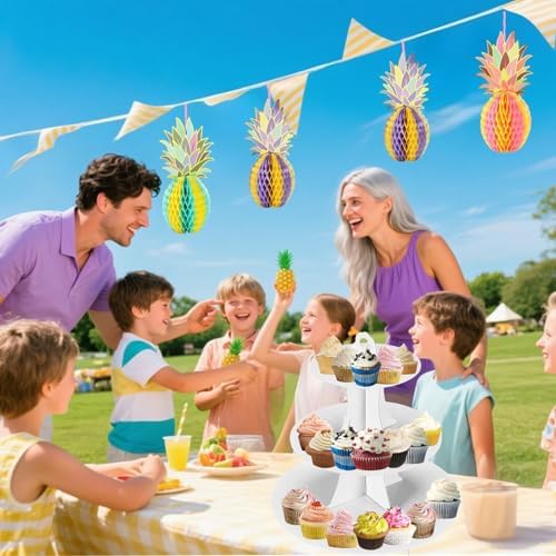 3 Tier White Cupcake Stand, Cupcake Stand Cardboard - Easy to Assemble& Reusable(Round Edge White) in Round Edge, alternate