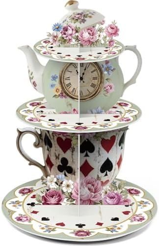 3 Tier Wonderland Themed Party Decoration Cupcake Stand Decoration in Multicolor