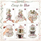 3 Tier Wonderland Themed Party Decoration Cupcake Stand Decoration in Multicolor, alternate view 5