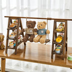 3 Tier Wood Cupcake Stand with Swing and Platter, Dark Walnut Color in Dark Walnut Color, alternate view 2