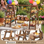 3 Tier Wood Cupcake Stand with Swing and Platter, Dark Walnut Color in Dark Walnut Color, alternate view 4