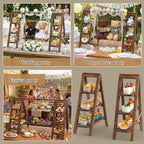 3 Tier Wood Cupcake Stand with Swing and Platter, Dark Walnut Color in Dark Walnut Color, alternate view 6