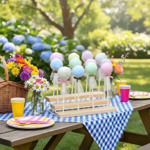 3 Tier Wood Display Cake Pop Stand, Set of 2 12 Holes Lollipop Display Stand, Lollipop Holder for Wedding, Baby, alternate