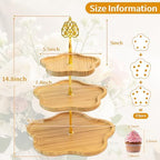 3 Tier Wood Serving Tray Cupcake Stand with Gold Hardware, Tiered Cake Dessert Stand for Wedding Table Party, alternate view