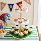 3-Tier Wooden Baseball Cupcake Stand 12 Inch, World Baseball Party Decorations, Sport Dessert Cake Table, alternate view 2