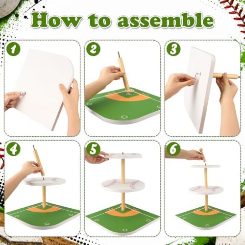 3-Tier Wooden Baseball Cupcake Stand 12 Inch, World Baseball Party Decorations, Sport Dessert Cake Table, alternate view 4