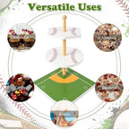 3-Tier Wooden Baseball Cupcake Stand 12 Inch, World Baseball Party Decorations, Sport Dessert Cake Table, alternate view 5