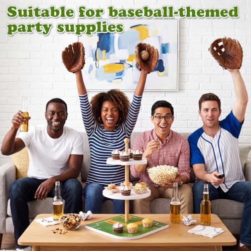 3-Tier Wooden Baseball Cupcake Stand 12 Inch, World Baseball Party Decorations, Sport Dessert Cake Table, alternate view 6