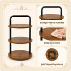 3 Tier Wooden Cupcake Stand, 360° Rotating Dessert Stand in Rustic Brown-1pack, alternate view 5