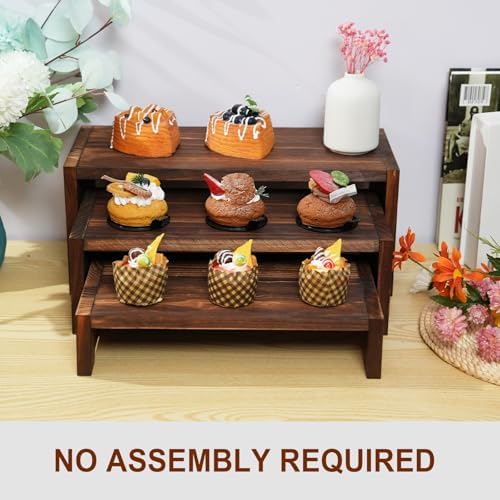3-Tier Wooden Cupcake Stand & Display Risers, for Food Desserts & More, Sturdy & Reusable, alternate view 5