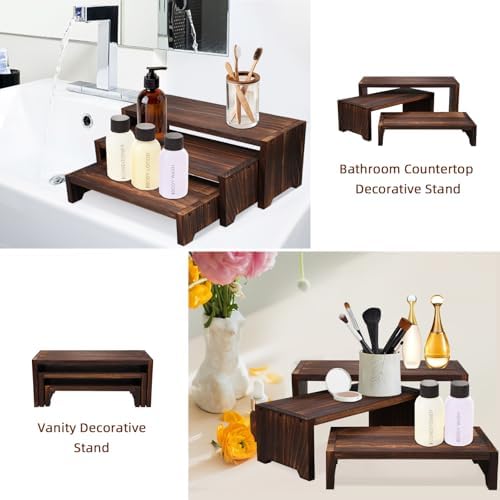 3-Tier Wooden Cupcake Stand & Display Risers, for Food Desserts & More, Sturdy & Reusable, alternate view 6