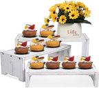 3-Tier Wooden Cupcake Stand & Display Risers, Multi-Tier Display Stand for Food, Desserts, & Collections