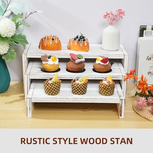 3-Tier Wooden Cupcake Stand & Display Risers, Multi-Tier Display Stand for Food, Desserts, & Collections, alternate view 4