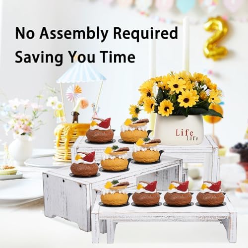 3-Tier Wooden Cupcake Stand & Display Risers, Multi-Tier Display Stand for Food, Desserts, & Collections, alternate view 5