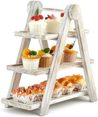 3 Tier Wooden Cupcake Stand Ladder Party Dessert Serving Tray in white
