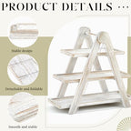 3 Tier Wooden Cupcake Stand Ladder Party Dessert Serving Tray in white, alternate view 4